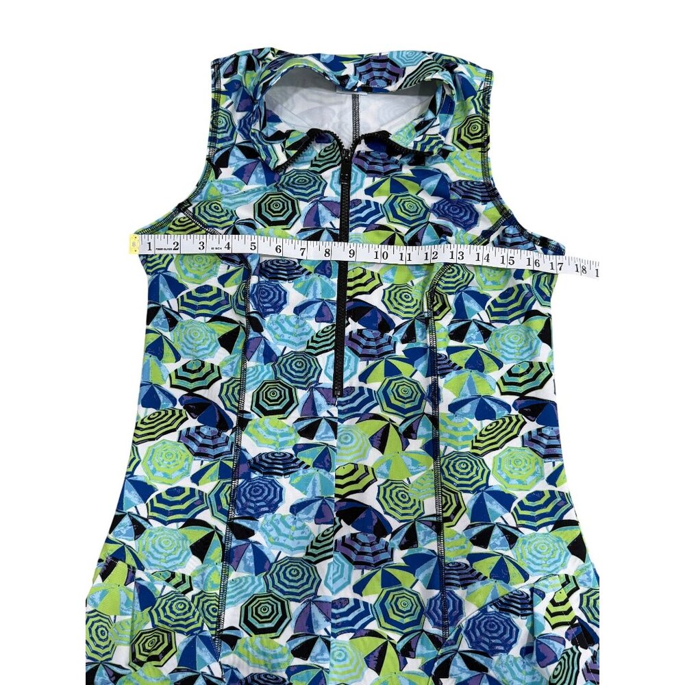 Kevan Hall Sport Sleeveless 1/2 Zip Golf Dress Blue Green Floral  Womens Size L - Picture 6 of 8